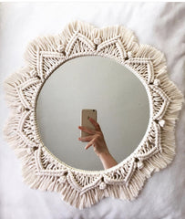 Sunflower. INS Scandinavian Girl Heart Mirror Handmade Tapestry Cosmetic Mirror Ring Home Decoration