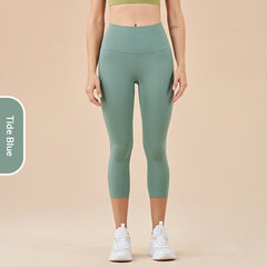 Women's Solid-Colored High-Waist Cropped Sports Fitness Pants