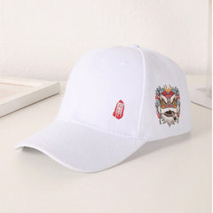 Men's Black And White Printed Chinese-style Lion-themed Large-sized Sun-protective, Fashionable And Versatile Baseball Cap, Suitable For Daily Use, Outdoor Activities And Street Play.