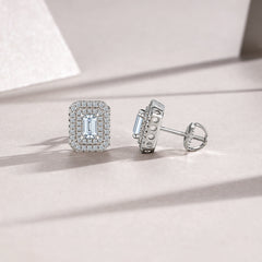 A Luxurious And Fashionable Minimalist Jewelry Earring Set Featuring Top-quality Moissanite Stones, Made Of S925 Silver Electroplated With Platinum.