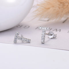 26-letter Zircon Earrings Uppercase Letters