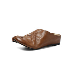 Women's Full Grain Leather Tabi Flats, Split Toe Slip-On Mules For Casual & Daily Wear