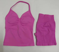 Fashionable Seamless Womens Fitness Shorts Set