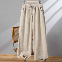 Plus-size Drawstring Straight-leg Casual Pants