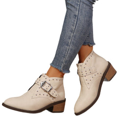Mid-heel Boots Winter Pointed Toe Shafted