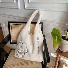 Sac bandoulière en peluche style coréen pour femme automne-hiver