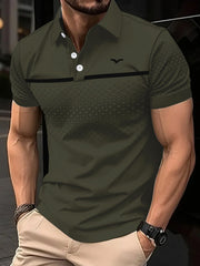 Men's Slim-Fit Printed Lapel Short-Sleeve Polo Shirt