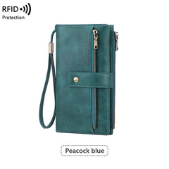 Anti-magnetic Womens Multi-Card Trifold Long Fashion Wallet