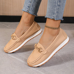 Women's Metal Chain Flat Slip-On Loafers