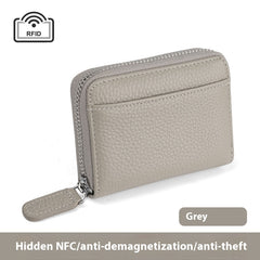 RFID Genuine Leather Card Wallet Men Women Purse With Coin Pocket Zipper Credit Card Holder Small Wallets Bags