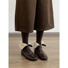 Womens Fleece-Lined Dr Martens-Style Boots With Front Zipper, All-Match Style