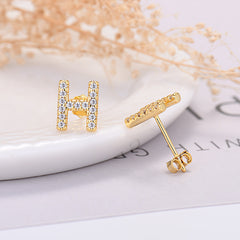 26-letter Zircon Earrings Uppercase Letters