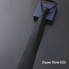 Mens Business Formal Zipper Tie With Blue Stripes