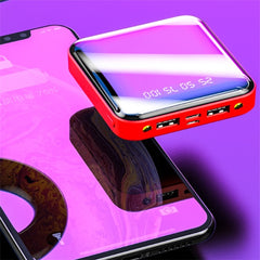 Mini-Powerbank 20000 mAh, tragbarer Powerbank mit Spiegel und Digitalanzeige