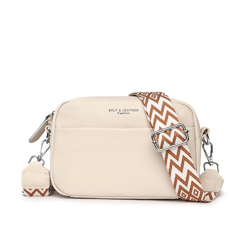 High Quality Genuine Leather Women Crossbody Shoulder Bags 2023 Luxury Solid Color Cow Leather Handbag Female Messenger Tote Sac