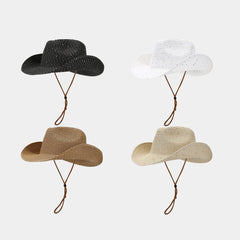 New Womens Panama Straw Weaved Sequin Windproof Sun Hat