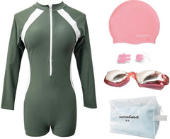 The new swimsuit for women in is a professional sport one-piece, flat-angle, conservative, skinny and full-length diving, long-sleeved hot spring swimsuit