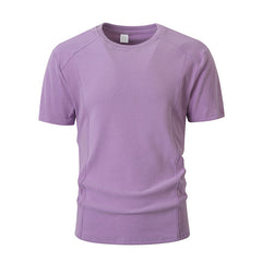 Solid-color Patchwork Sleeve Cuffs Short-sleeve Men's T-shirt Top