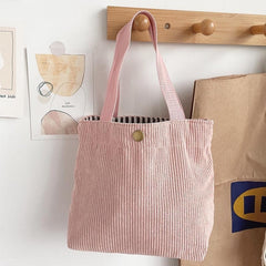 Rough-yarn Minimalist-style Tote With Double-sided Prints A Versatile High-capacity Womens Canvas Bag
