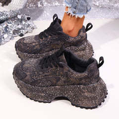 Womens Stylish Versatile Height-increasing Thick-soled Casual Sneakers