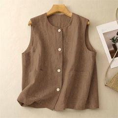 Sleeveless Vest Chic And Relaxed Fit Round Neck For Summer