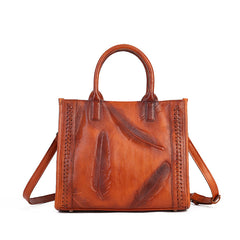 Vintage Small Square Bag For Women Made Of Full-Grain Cowhide Leather