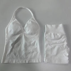 Fashionable Seamless Womens Fitness Shorts Set