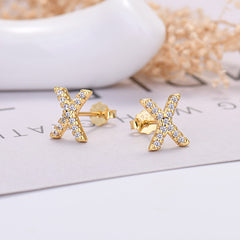 26-letter Zircon Earrings Uppercase Letters