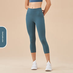 Women's Solid-Colored High-Waist Cropped Sports Fitness Pants
