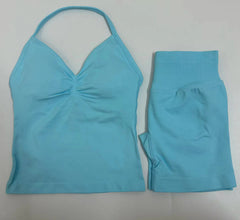 Fashionable Seamless Womens Fitness Shorts Set