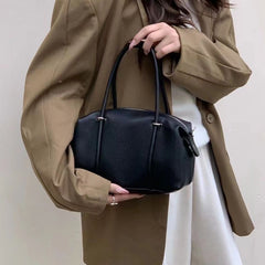 Elegant Lychee-Grain Bowling Bag For Women Retro And Versatile