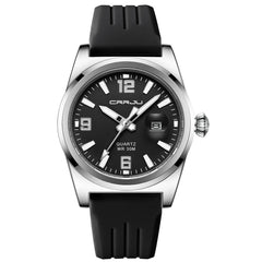 Unisex Round Calendar Waterproof Rubber-Strap Watch