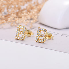 26-letter Zircon Earrings Uppercase Letters
