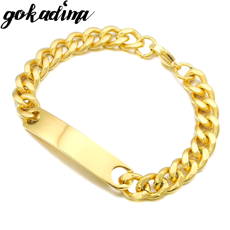 Stainless Steel ID Bracelet for Women Men 2025 Jewellery Fashion Chain Cuff,4 Colors, Wholesale Items,Wb001