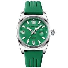 Unisex Round Calendar Waterproof Rubber-Strap Watch