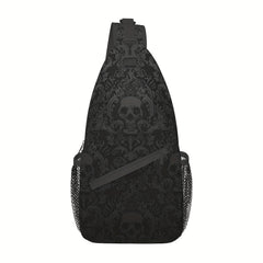 Skull Pattern Crossbody Bag Sporty And Casual For Men
