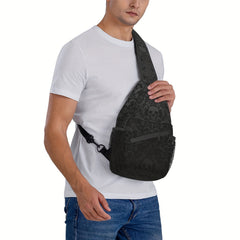 Skull Pattern Crossbody Bag Sporty And Casual For Men