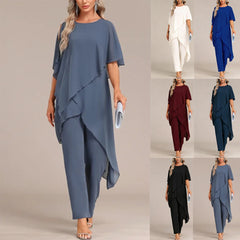 Women's Off-shoulder Irregular Top And Pants Two-piece Set
