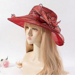 The Eugene Chiffon Flower-decorated Lightweight Sun-protective French-style Elegant Fisherman Hat Is Suitable For Parties, Vacations And Outings.