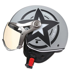 Women's Simple Printed Half-covered Electric Motorcycle Helmet