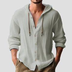 Men's Fashion Hooded Cotton-Linen Casual Long-Sleeve