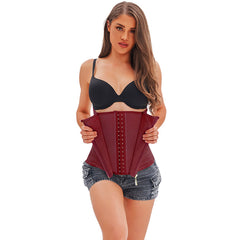 Women's Solid Color Mesh Zipper Breasted Belly Band Tight Corset