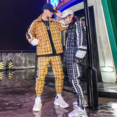 Plaid men and women jacket suit