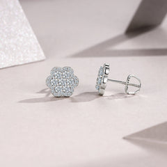 A Luxurious And Fashionable Minimalist Jewelry Earring Set Featuring Top-quality Moissanite Stones, Made Of S925 Silver Electroplated With Platinum.