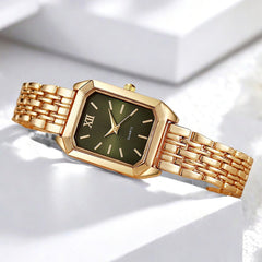 The Lady Is Just Wearing A Square Quartz Watch