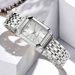 The Lady Is Just Wearing A Square Quartz Watch