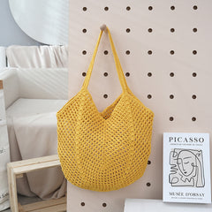 Hollow-out Knitted Tote Bag For Women