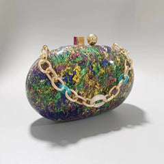 Womens Oval Pearlescent Fashion Shoulder Bag