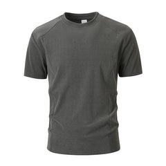 Solid-color Patchwork Sleeve Cuffs Short-sleeve Men's T-shirt Top