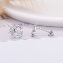 26-letter Zircon Earrings Uppercase Letters
